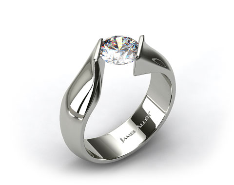 14k White Gold Contoured Twist Tension Set Engagement Ring